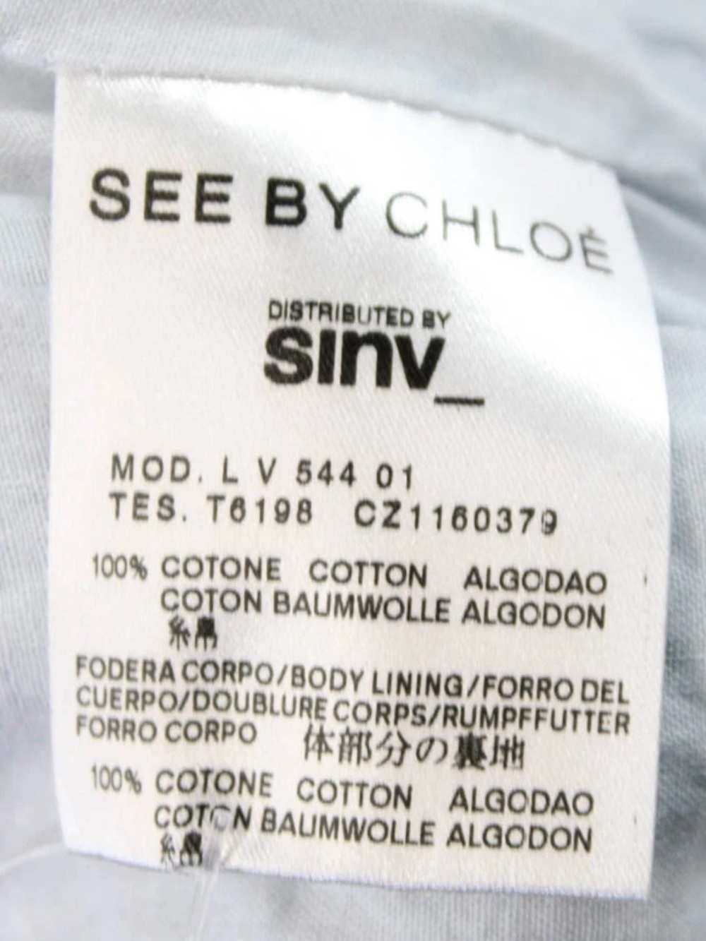 See by Chloé One-Shoulder Eyelet Dress in Pale Blue Size 6 - Picture 8 of 8